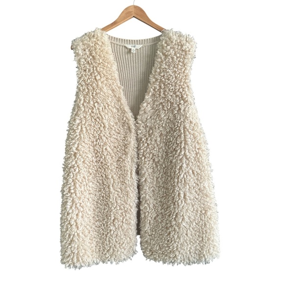 Terra & Sky Cream Faux Fur Sleeveless Open Front Vest sz 1X - Picture 1 of 9